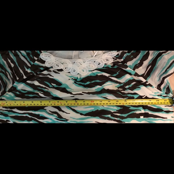 Jones New York Top. Turquoise and Brown. - Picture 3 of 5